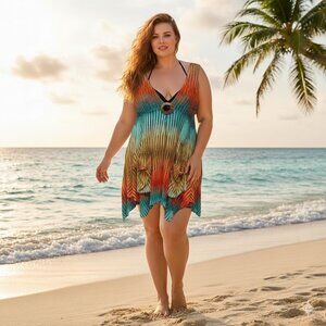 Multicolor Sleeveless Knit Women's Top/Beach Cover Up
